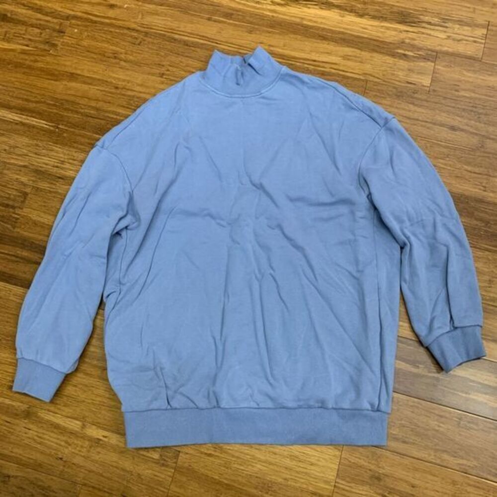 SHEIN Sweatshirt Womens Small Light Blue Mock Neck Casual Cotton‎ Pullover Basic